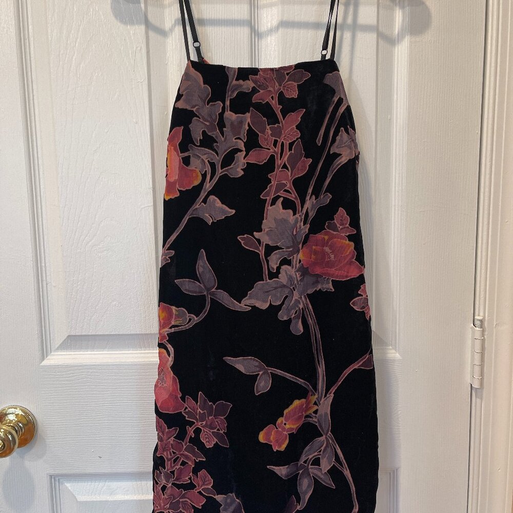 Floral Velvet Tie-Back Mini Dress